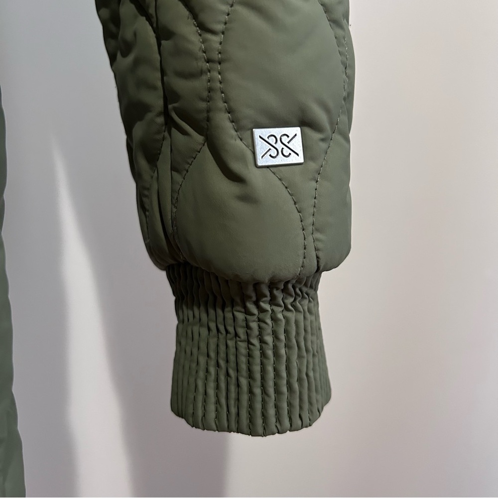 Soia & Kyo Olive Green Quilted Puffer Jacket with Beige Trim - Picture 5 of 7